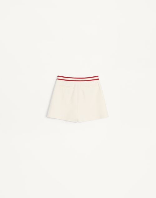 Valentino - Crepe Couture Shorts - Ivory/red - Woman - Trousers And Shorts